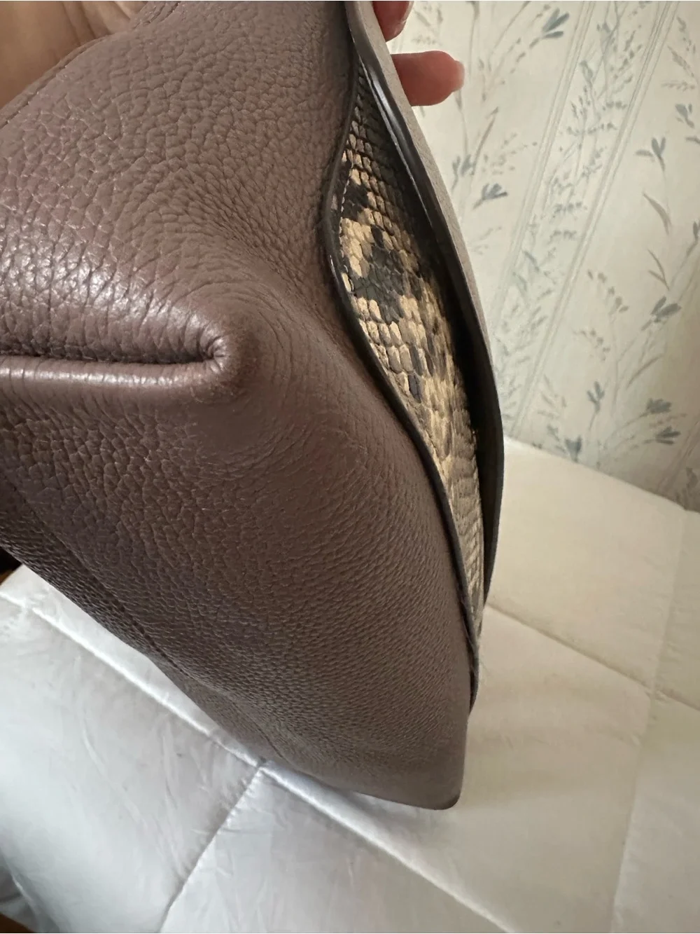 Kate Spade Leather Shoulder Bag with Snake-Print Accent